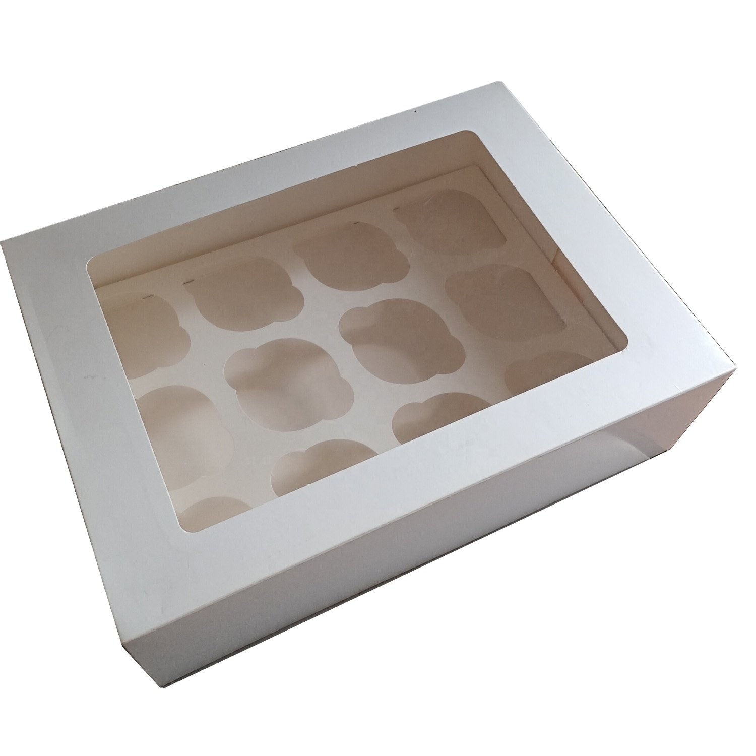 Custom food grade paper cupcake box with transparent window 6 hole cupcake box with sticker