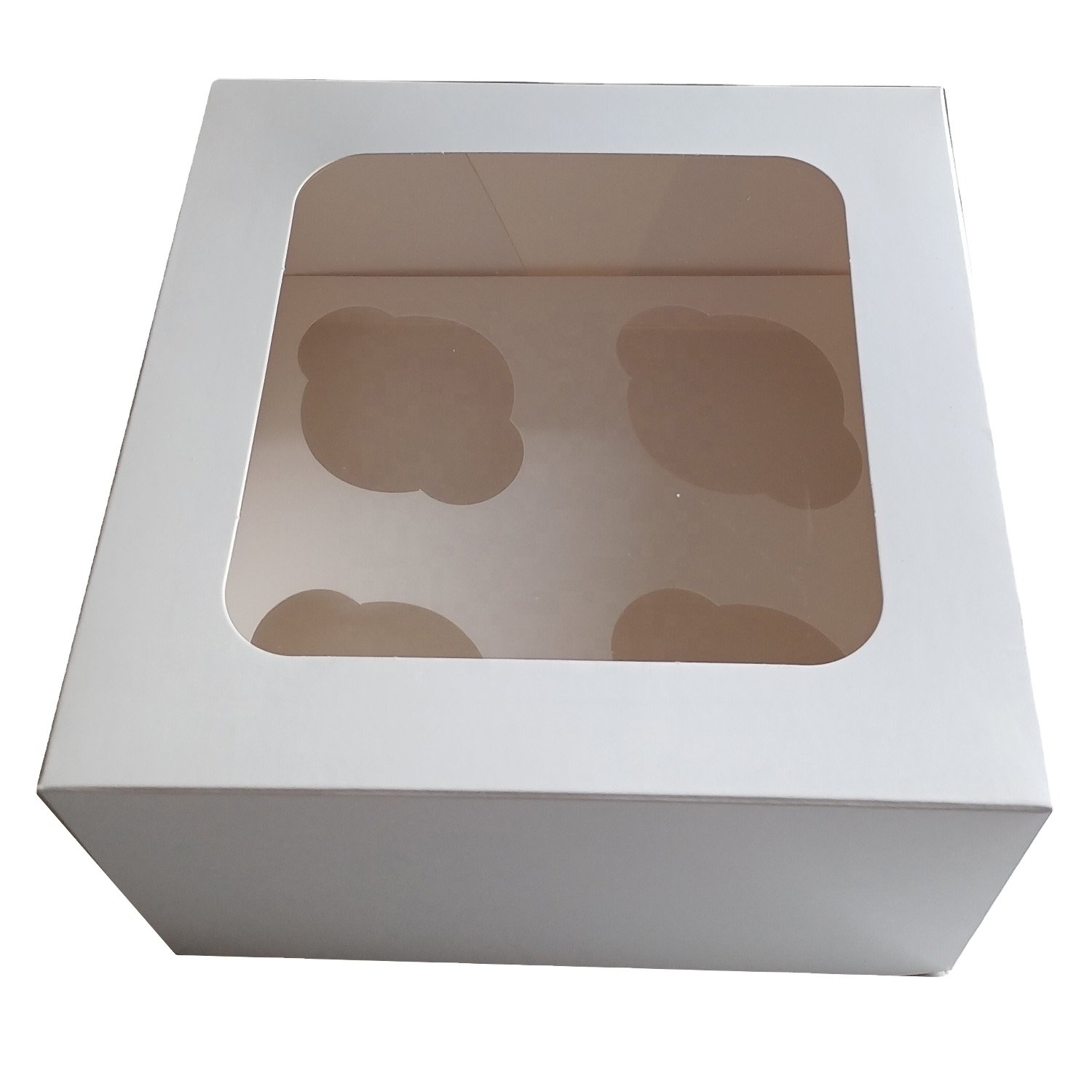 Custom food grade paper cupcake box with transparent window 6 hole cupcake box with sticker