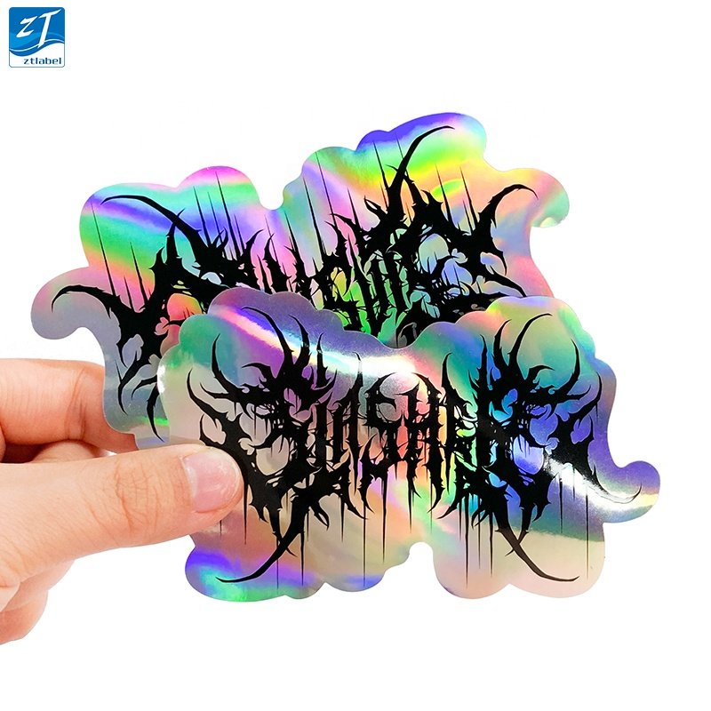 custom printing hologram logo label sticker paper die cut holographic custom self adhesive vinyl holographic sticker