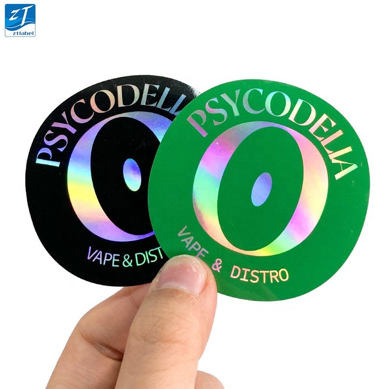 custom printing hologram logo label sticker paper die cut holographic custom self adhesive vinyl holographic sticker
