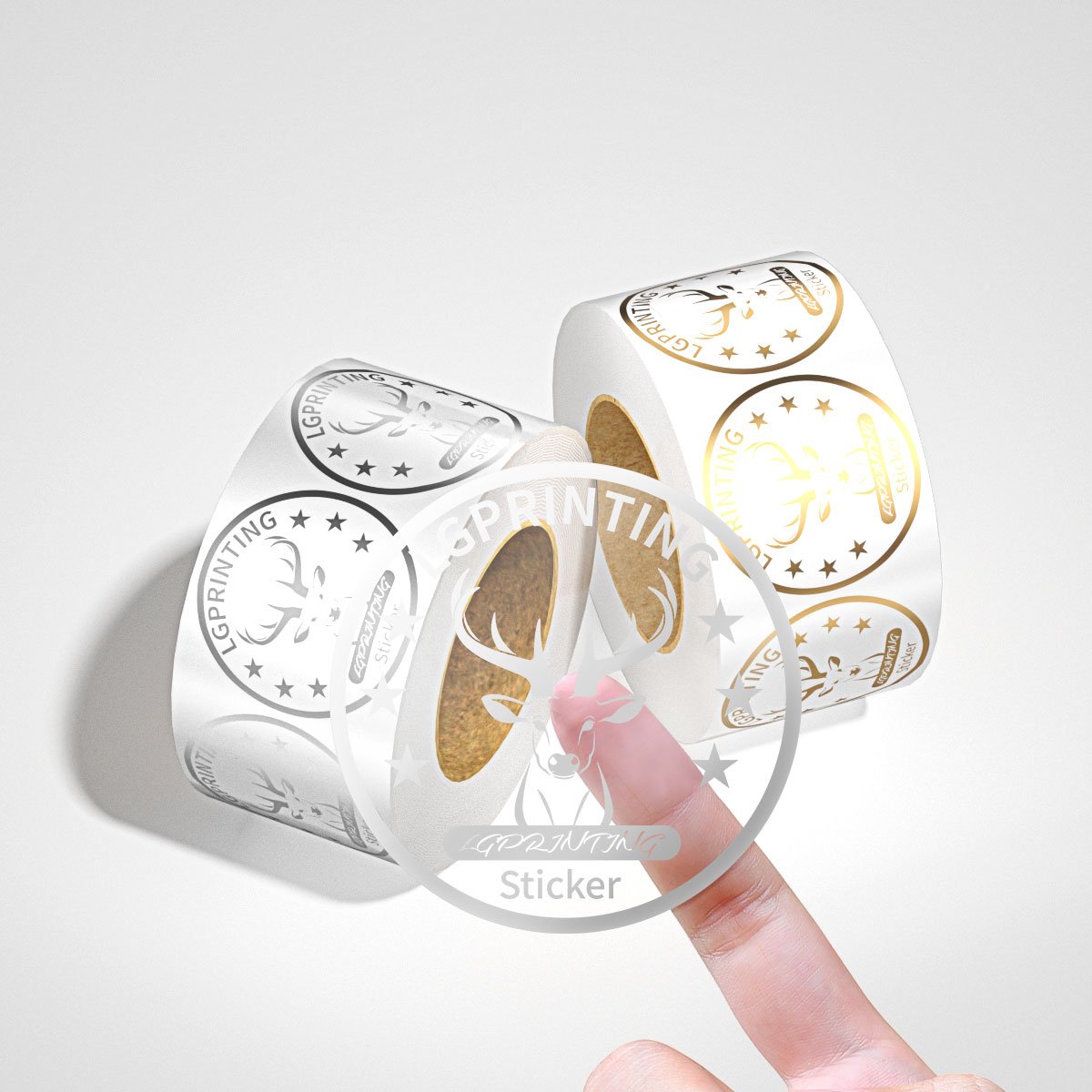 Customized Printing LOGO Self Adhesive Clear Gold Foil Circle Stickers Vinyl Transparent Label