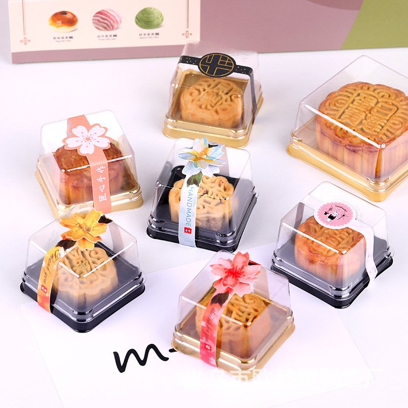 Manufacturers wholesale egg yolk crisp packaging box mooncake box sticker single transparent round blister packaging stickers