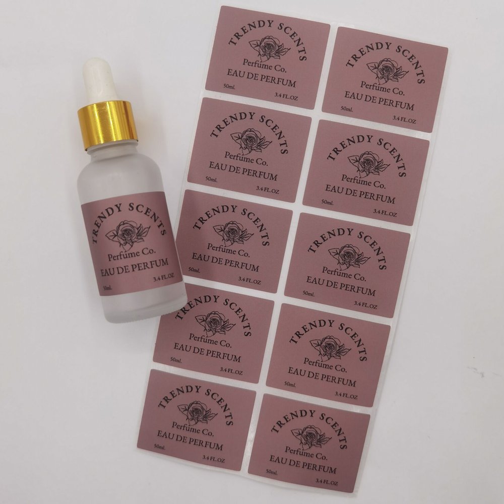 Custom Self Adhesive Roll Sheet Waterproof Vinyl Liquid Scent Bottle Sticker Label For Perfume