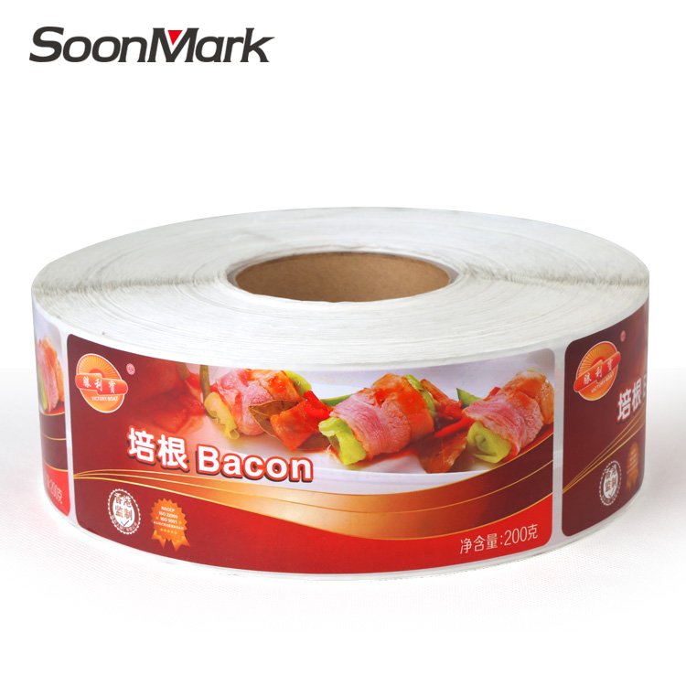 Custom Printing Recycled Paper Compostable Frozen PLA Label Waterproof Adhesive Meat Sticker Packaging Sleeve for Frozen Foods