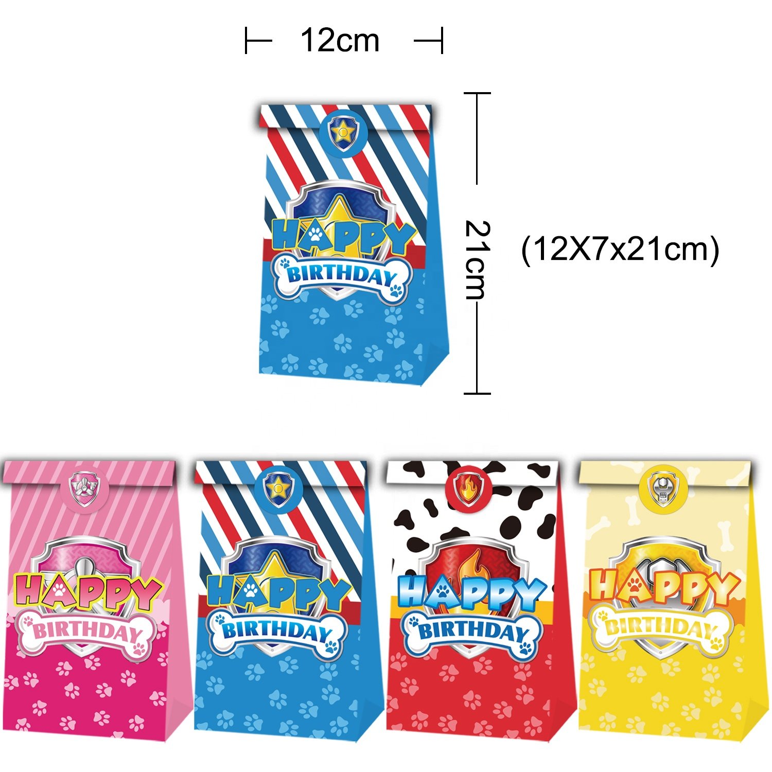 12pcs Paw Dogs Patrol Dogs Party Favor Bags Paw Dogs Party Treat Bags With Thank You Sticker Party Treat Bags For Gift Package
