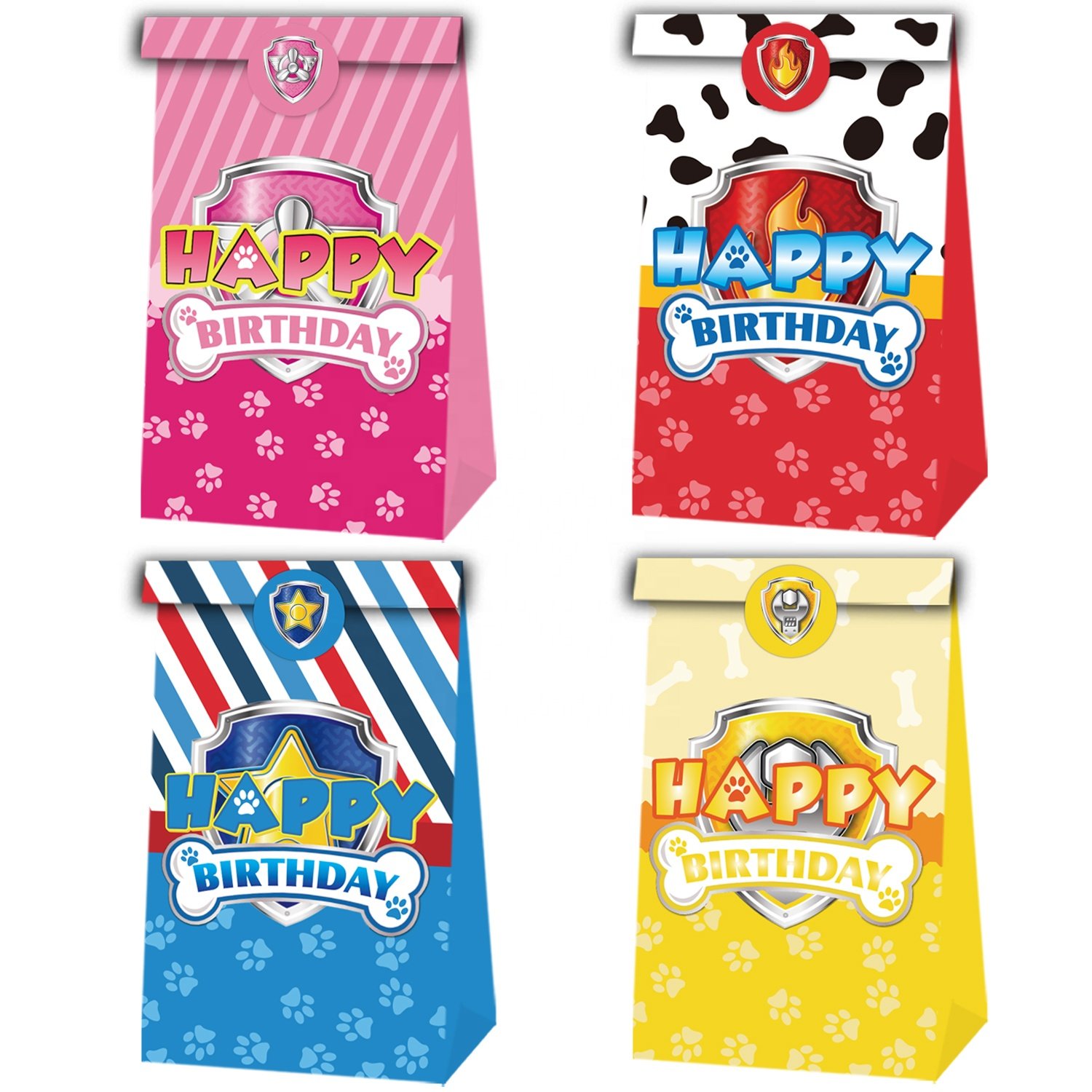 12pcs Paw Dogs Patrol Dogs Party Favor Bags Paw Dogs Party Treat Bags With Thank You Sticker Party Treat Bags For Gift Package