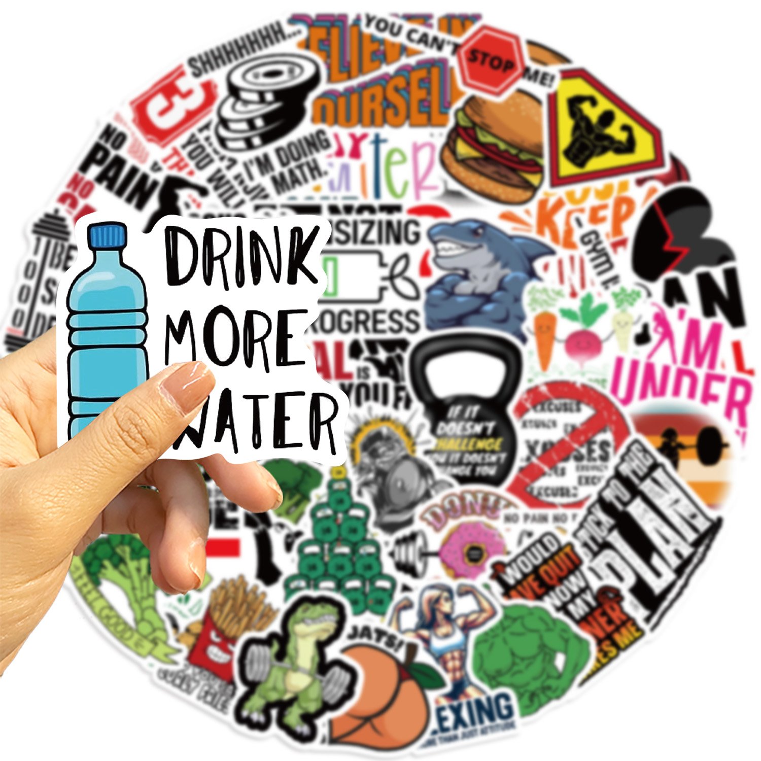 50pcs Fitness Motivational Graffiti Encouraging Stickers for Laptop Phone Case Guitar Luggage Decoration Waterproof Gifts Decal