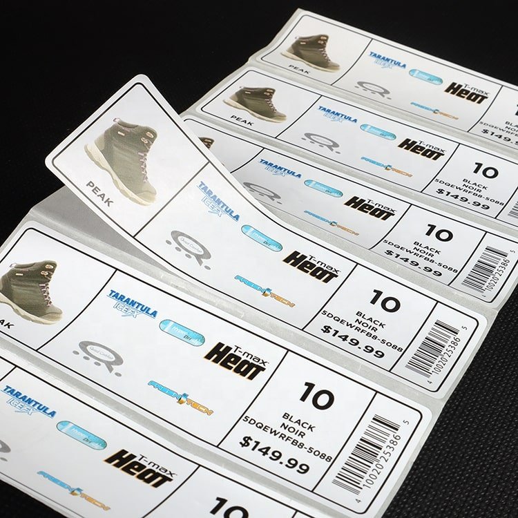 U-Meking New Design Offset Printed Brand Logo Shoes Packing Price Tags Barcode label Sticker for Shipping