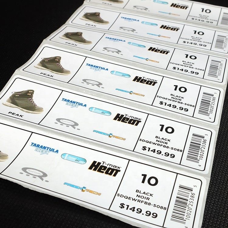 U-Meking New Design Offset Printed Brand Logo Shoes Packing Price Tags Barcode label Sticker for Shipping