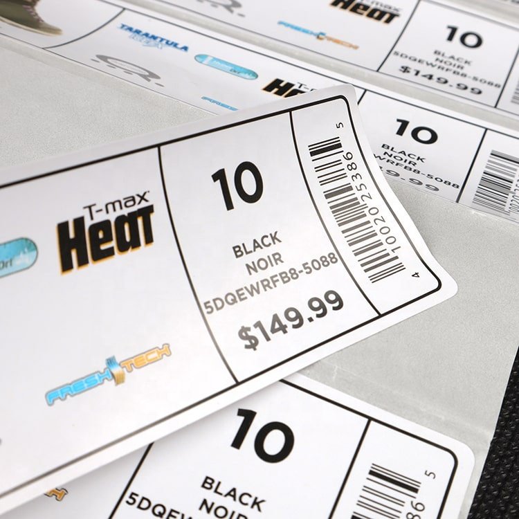 U-Meking New Design Offset Printed Brand Logo Shoes Packing Price Tags Barcode label Sticker for Shipping