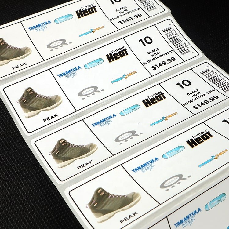 U-Meking New Design Offset Printed Brand Logo Shoes Packing Price Tags Barcode label Sticker for Shipping