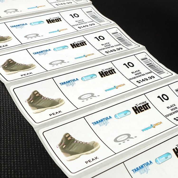 U-Meking New Design Offset Printed Brand Logo Shoes Packing Price Tags Barcode label Sticker for Shipping