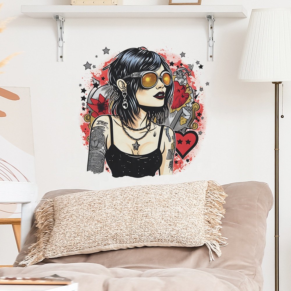 Creative punk girl stickers waterproof die cut sticker for home decor wall decoration for store