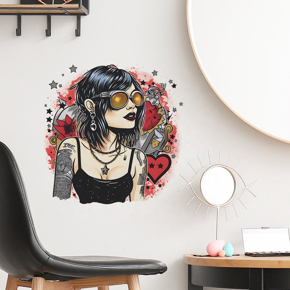 Creative punk girl stickers waterproof die cut sticker for home decor wall decoration for store