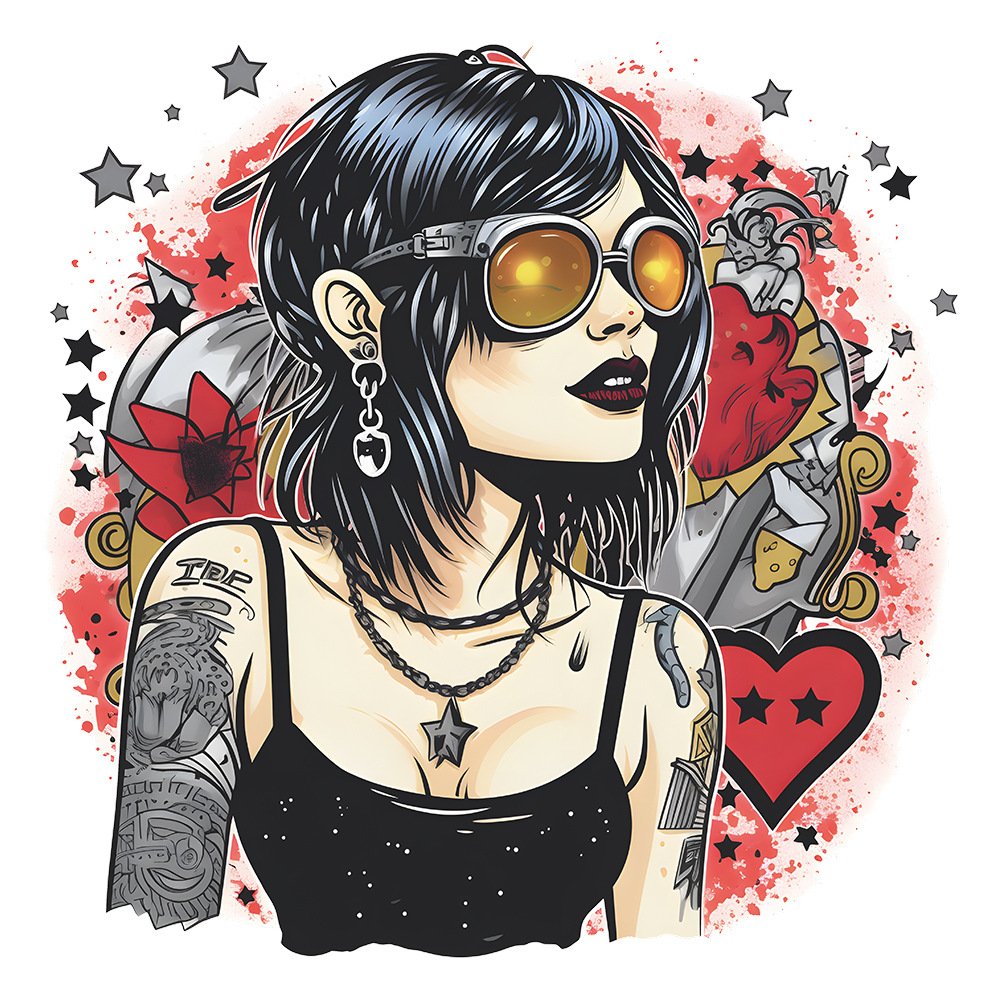 Creative punk girl stickers waterproof die cut sticker for home decor wall decoration for store