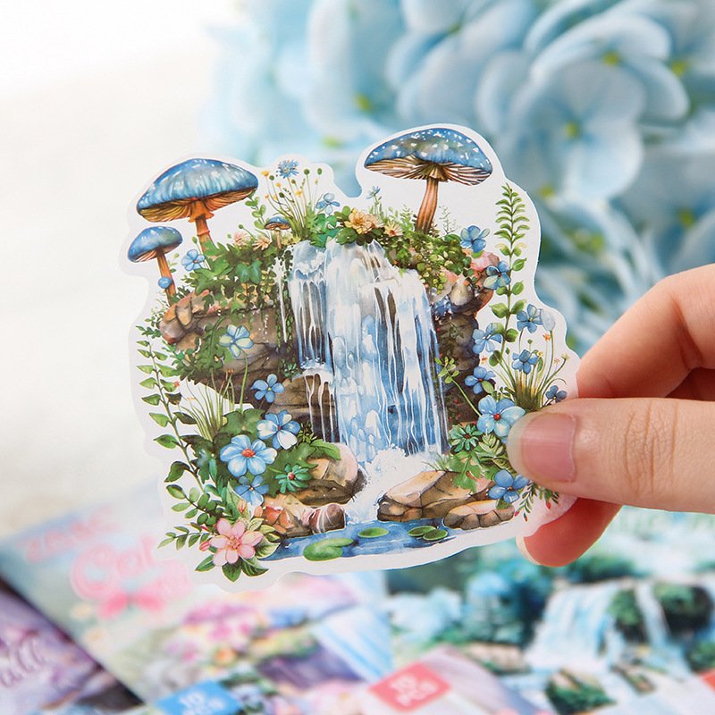 10 sheets/pack Cuiluan Waterfall Song Scenery Handbag Stickers Pack Handbag Material Stickers Creative Stickers