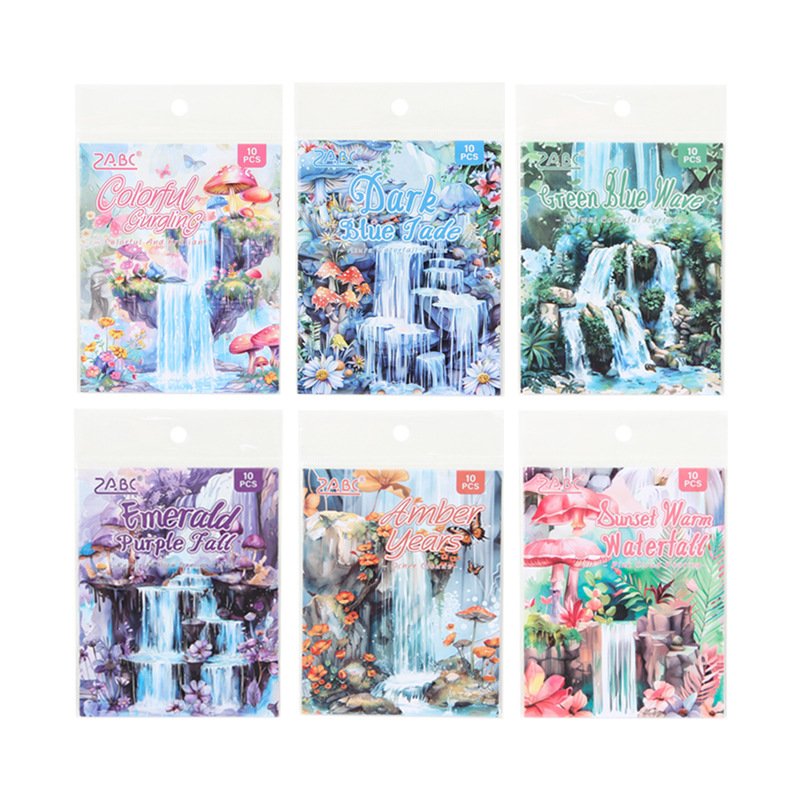 10 sheets/pack Cuiluan Waterfall Song Scenery Handbag Stickers Pack Handbag Material Stickers Creative Stickers