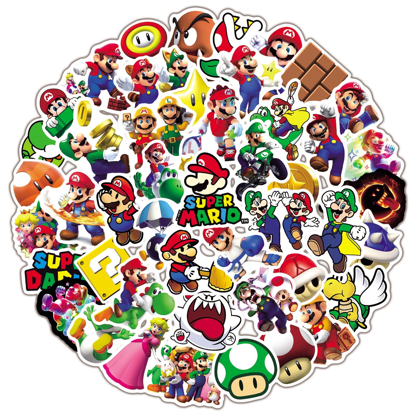 Wholesale 50Pcs Popular Game Mario Super Vinyl Graffiti Stickers For Laptop Notebook Cute Mario Bros Sticker