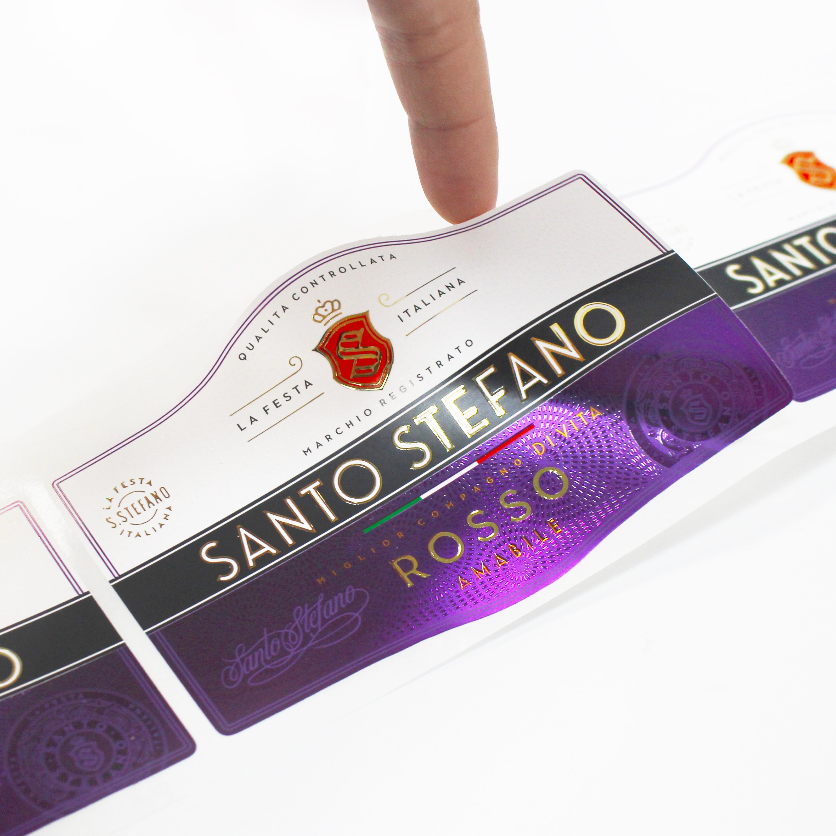 Custom Luxury Wine Label Stickers Textured Paper Embossed Gold Foil Wine Label Stickers