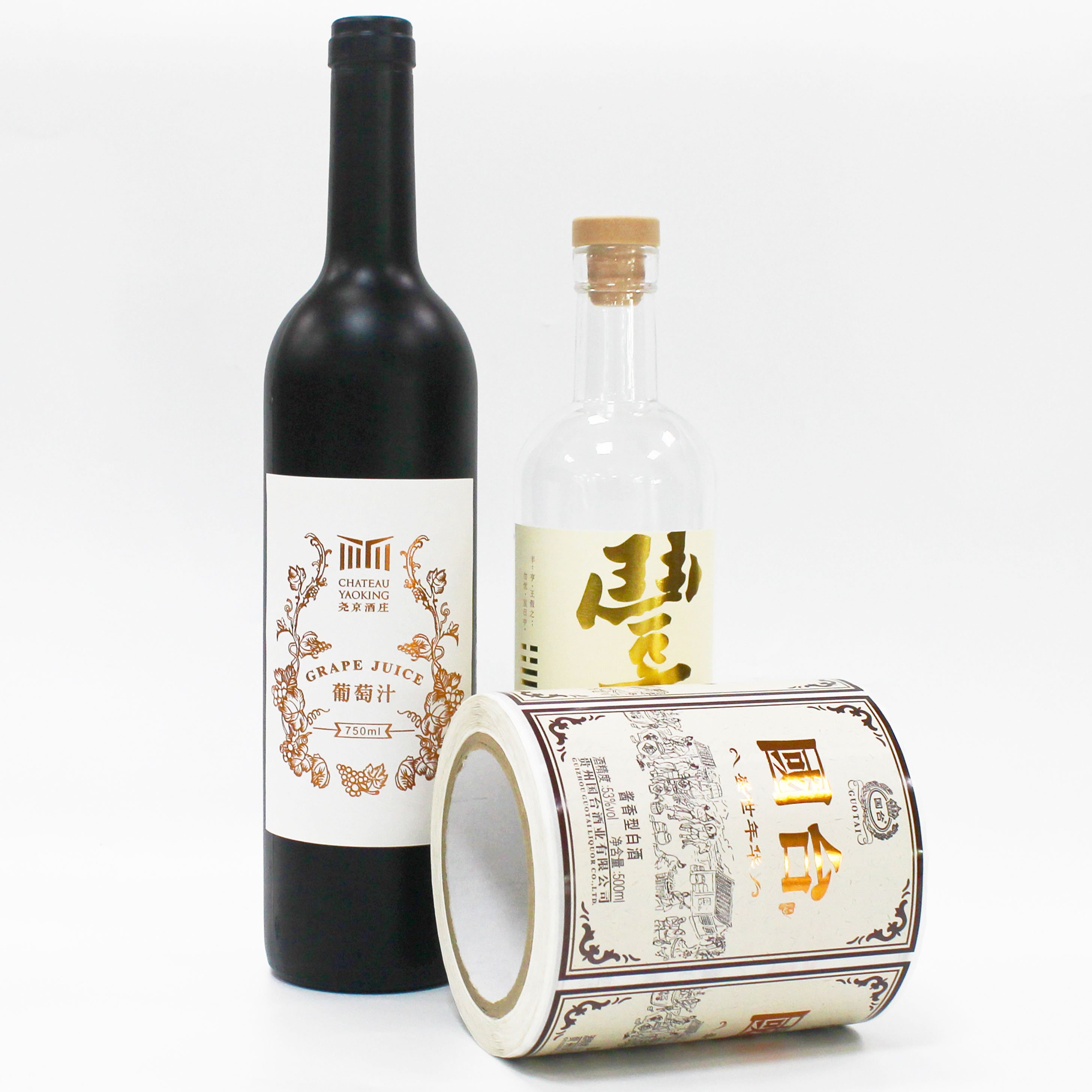 Custom Luxury Wine Label Stickers Textured Paper Embossed Gold Foil Wine Label Stickers