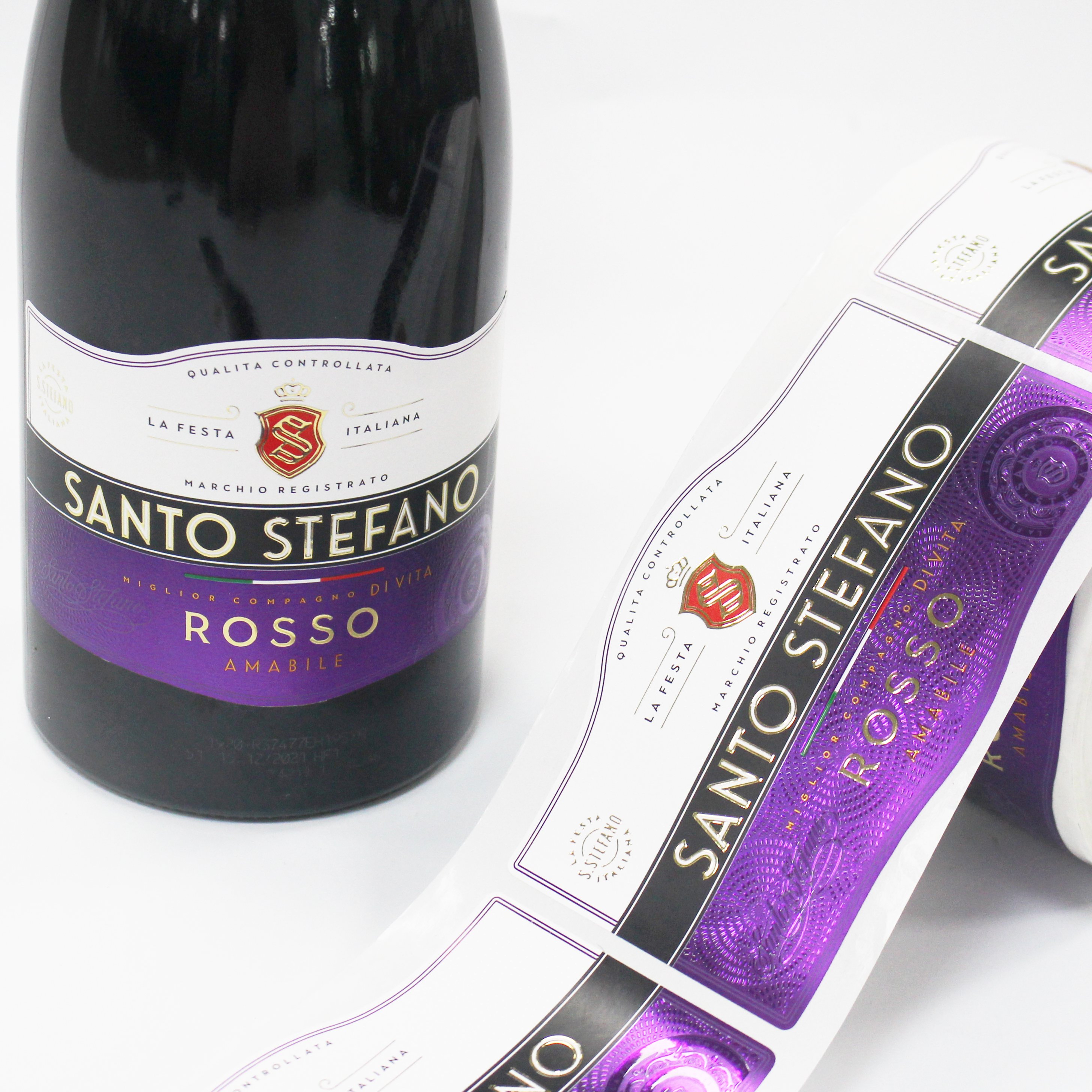 Custom Luxury Wine Label Stickers Textured Paper Embossed Gold Foil Wine Label Stickers