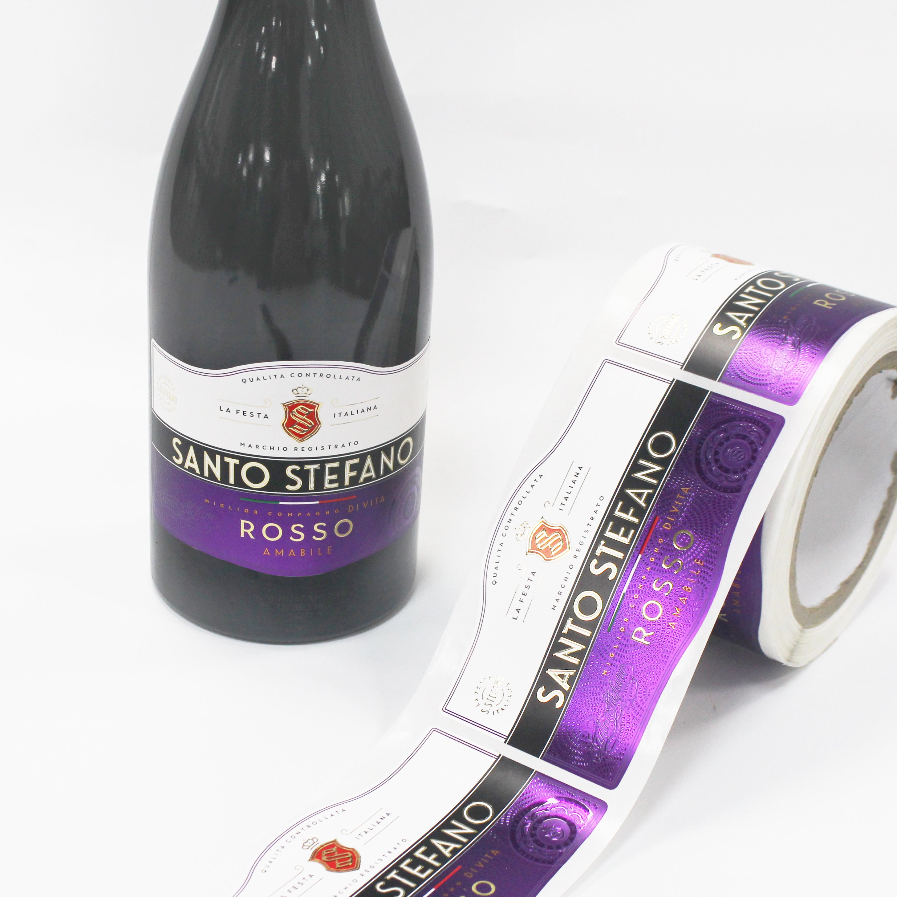 Custom Luxury Wine Label Stickers Textured Paper Embossed Gold Foil Wine Label Stickers
