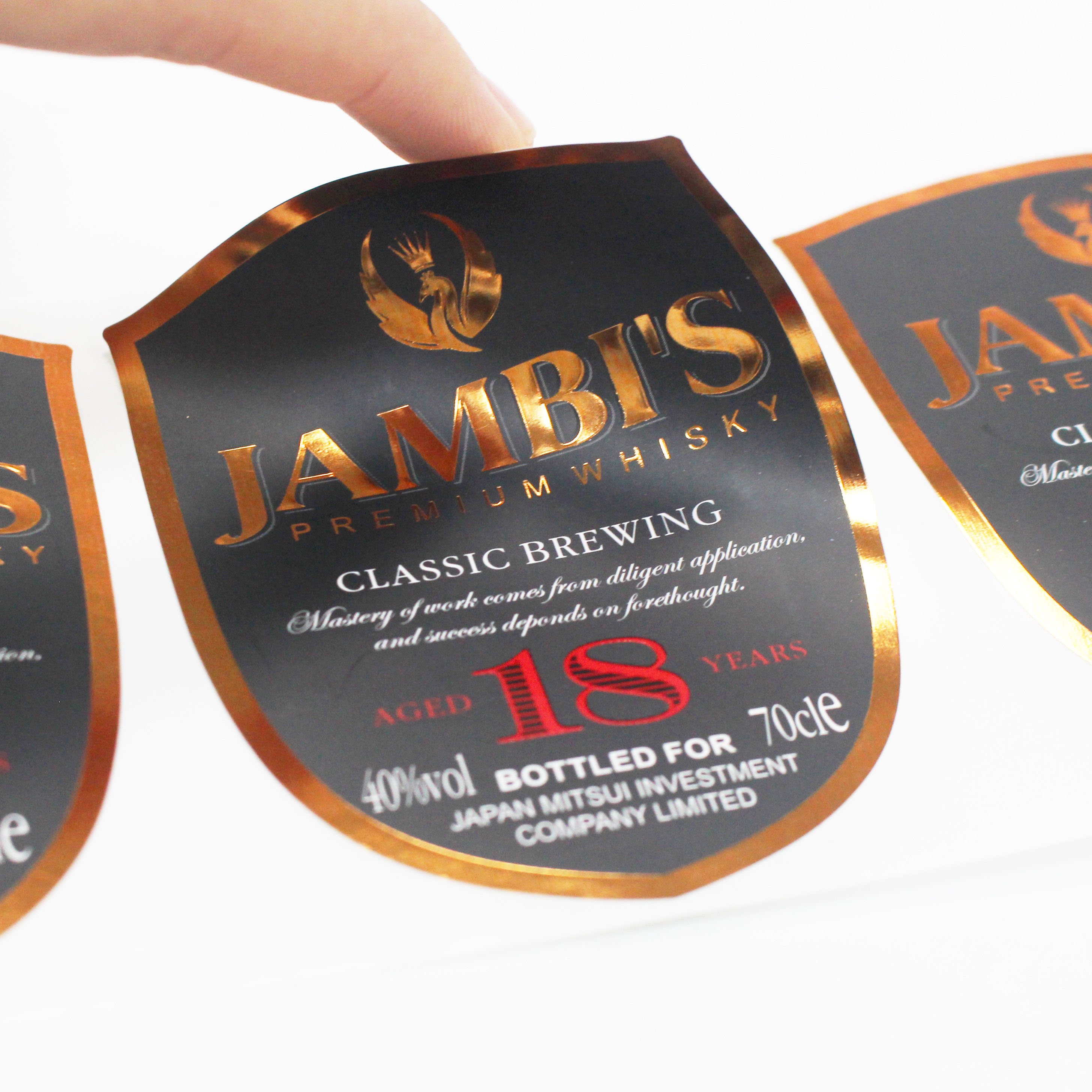 Custom Luxury Wine Label Stickers Textured Paper Embossed Gold Foil Wine Label Stickers