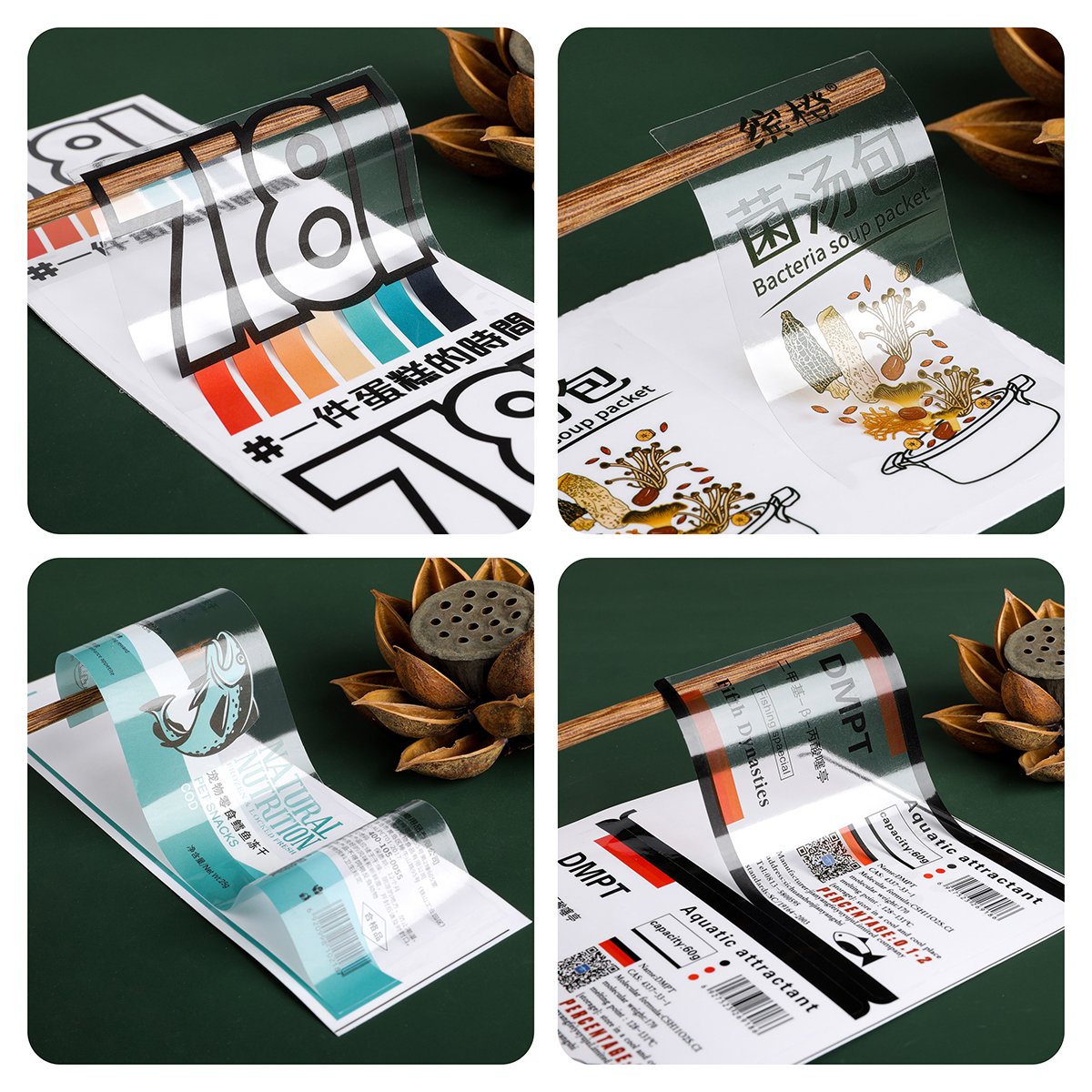 Gold Foil Hot Stamping Custom Transparent Clear Stickers Label Logo