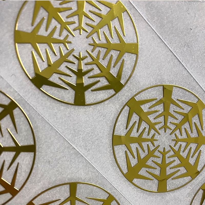 CG539 Custom waterproof clear gold foil heat transfer electroforming metal 3D label logo uv decal vinyl transfer sticker sheet
