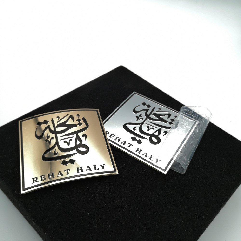 Customized Logo Metal Perfume private label cosmetics logo transfer embossed card perfume metal stickers