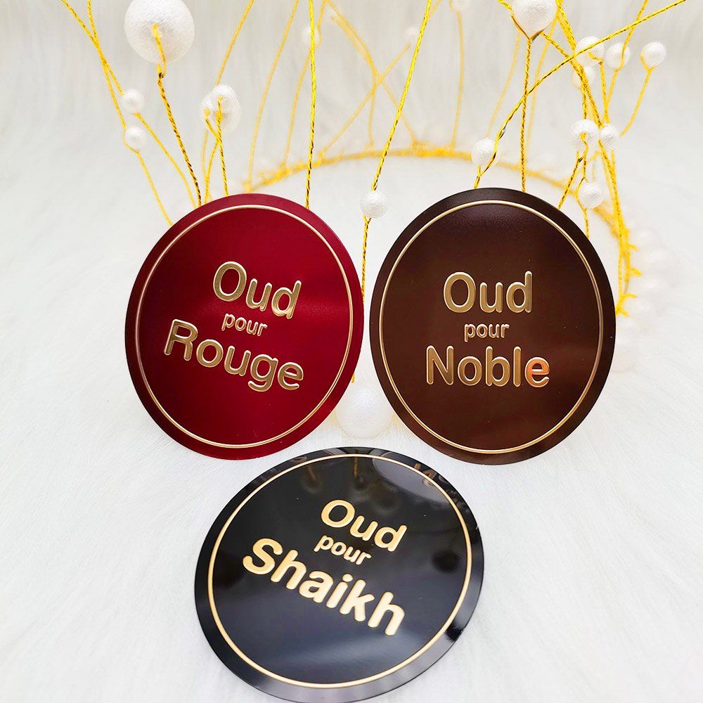 Customized Logo Metal Perfume private label cosmetics logo transfer embossed card perfume metal stickers