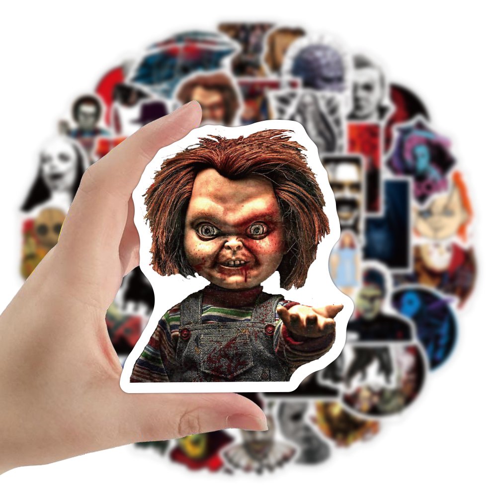 50pcs Cartoon Graffiti Thrilling character Stickers for Notebook Cup Decal Laptop Home Decoration PVC Horrible Sticker Custom