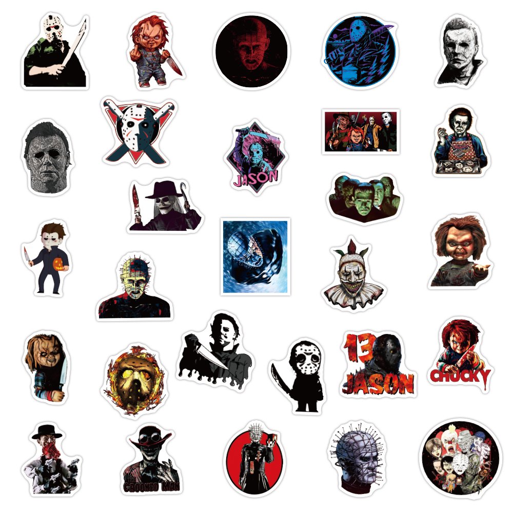 50pcs Cartoon Graffiti Thrilling character Stickers for Notebook Cup Decal Laptop Home Decoration PVC Horrible Sticker Custom