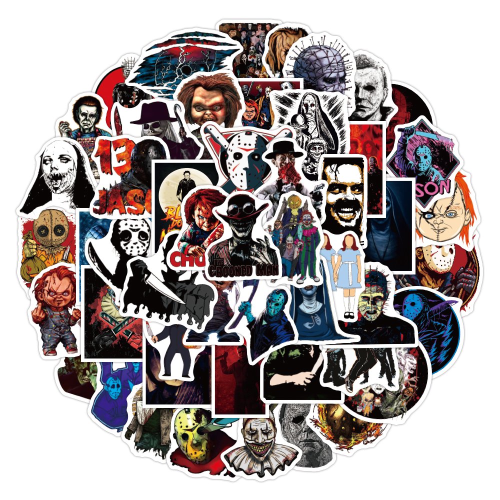50pcs Cartoon Graffiti Thrilling character Stickers for Notebook Cup Decal Laptop Home Decoration PVC Horrible Sticker Custom