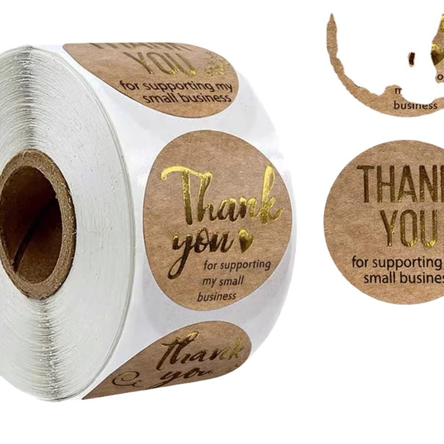 Thank You Seal Kraft Stickers For My Small Business Custom gold foil Printed Packaging Label Manufacturer