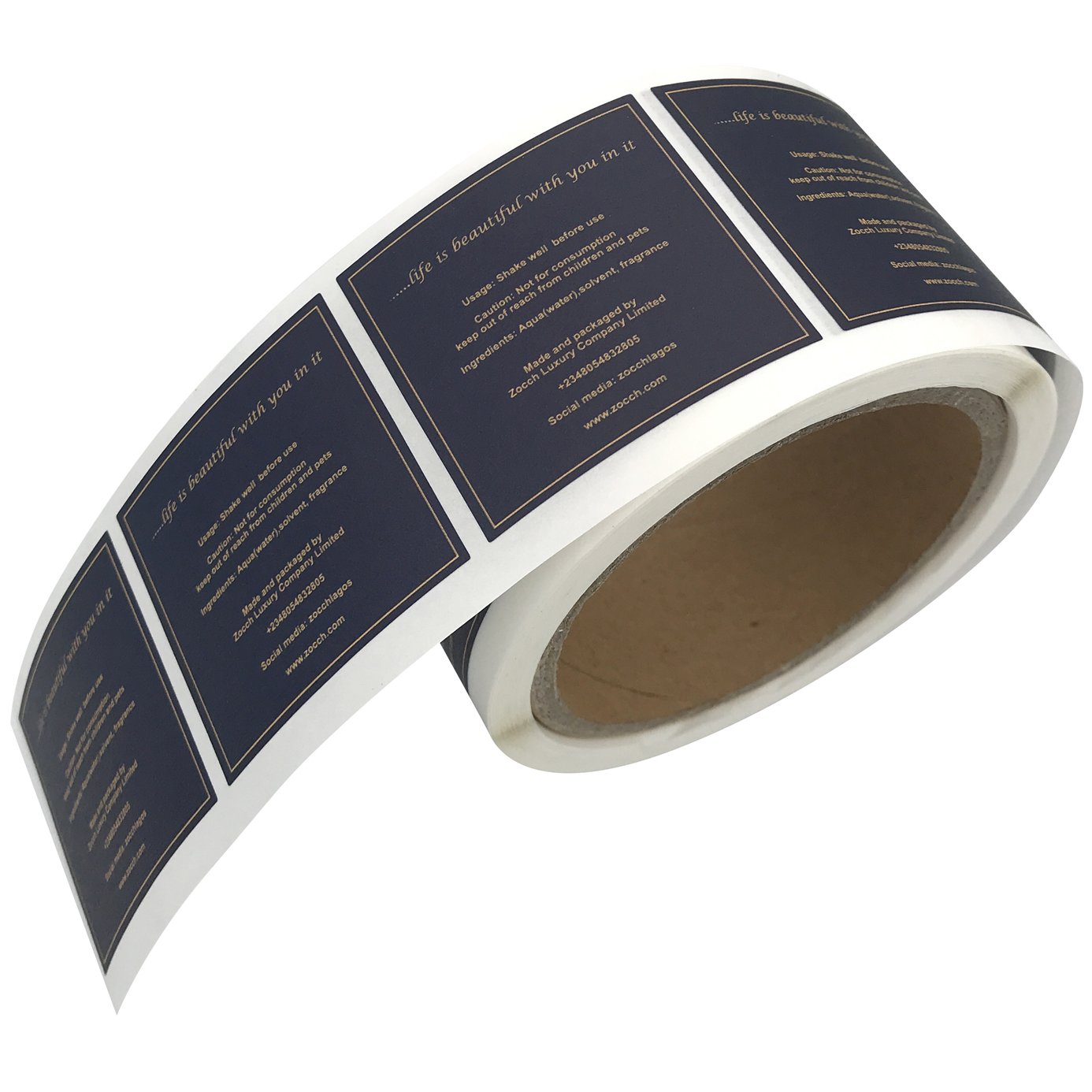 Custom printed textured paper matte gold foil sticker labels for Jar