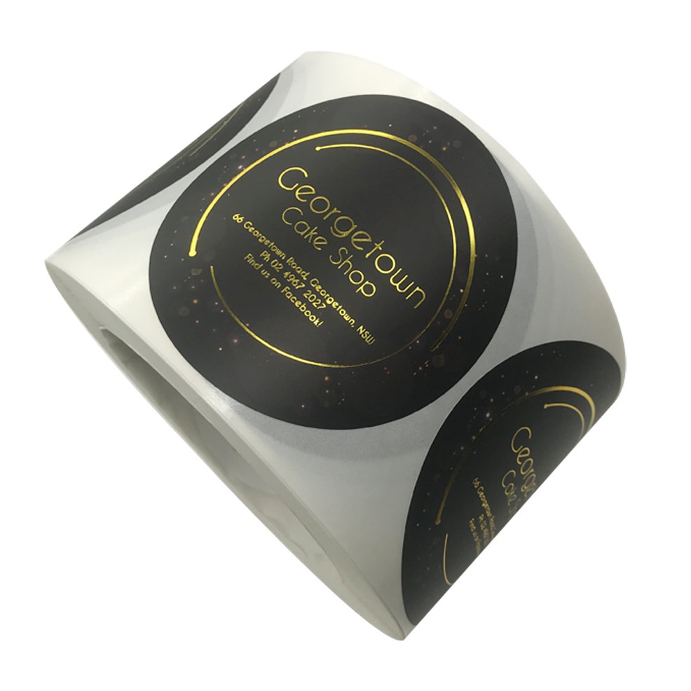 Custom printed textured paper matte gold foil sticker labels for Jar