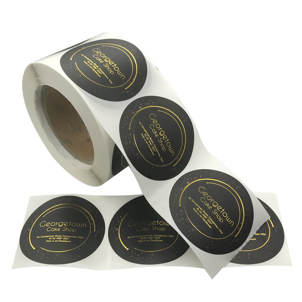 Custom printed textured paper matte gold foil sticker labels for Jar
