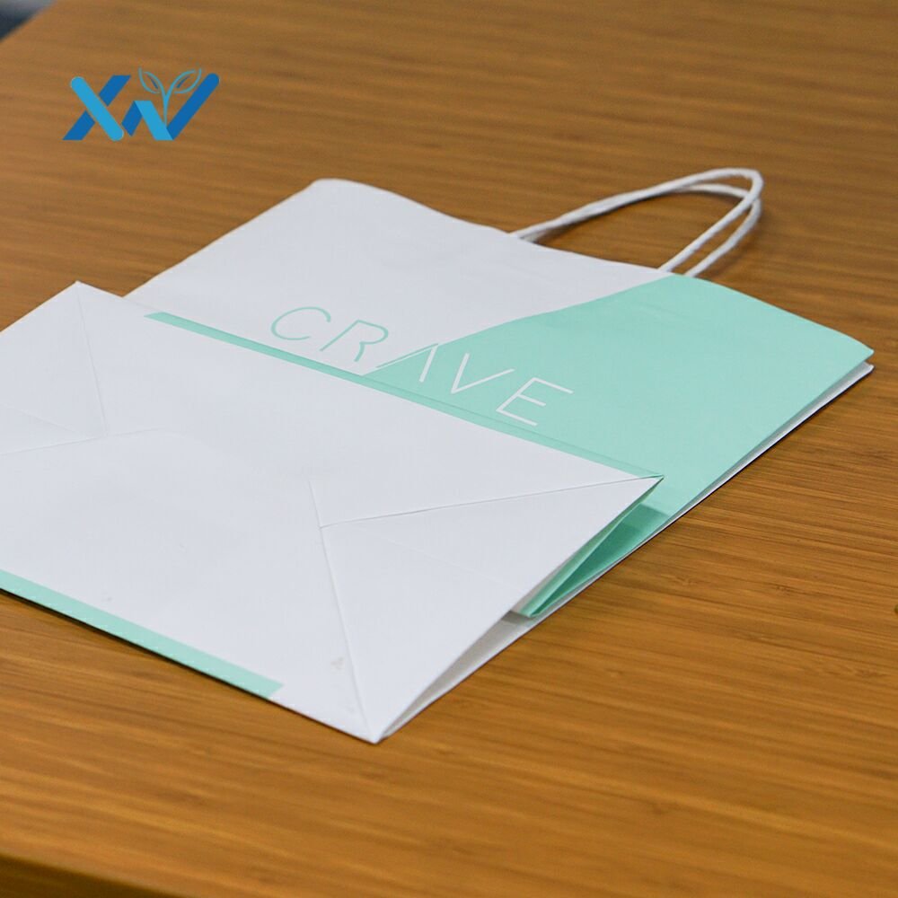 Hot Sell Clothing Shopping White Paper Bag Restaurant Take Away Kraft Paper Bag recyclable material