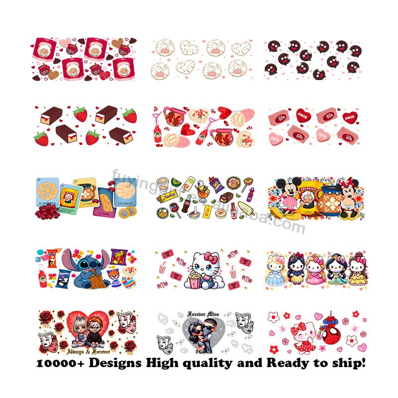 16 24 oz easy peel double sided uvdtfs decals uv dtf cup wrap transfers anime stickers for 16oz libbey glass cups