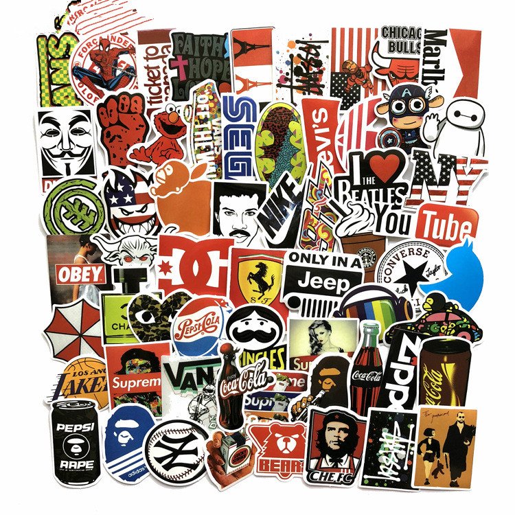 60 pcs per bag waterproof PVC Cartoon stickers for skateboard & suitcase stickers motor and car stickers