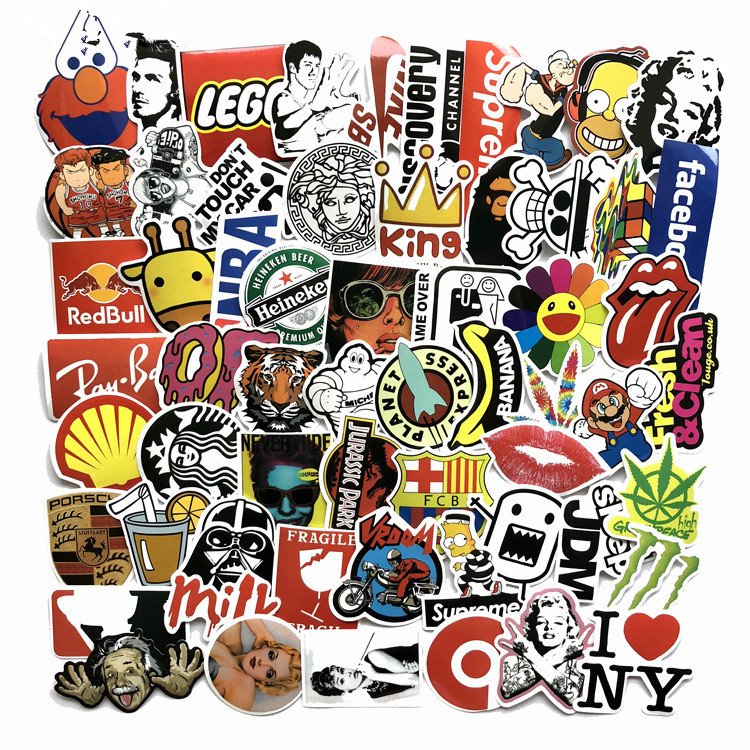 60 pcs per bag waterproof PVC Cartoon stickers for skateboard & suitcase stickers motor and car stickers