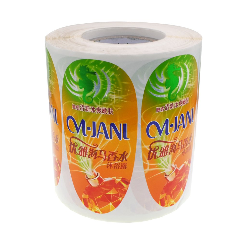 Custom printing logo waterproof pearlized film for body lotion shampoo shower gel packing plastic bottle label sticker
