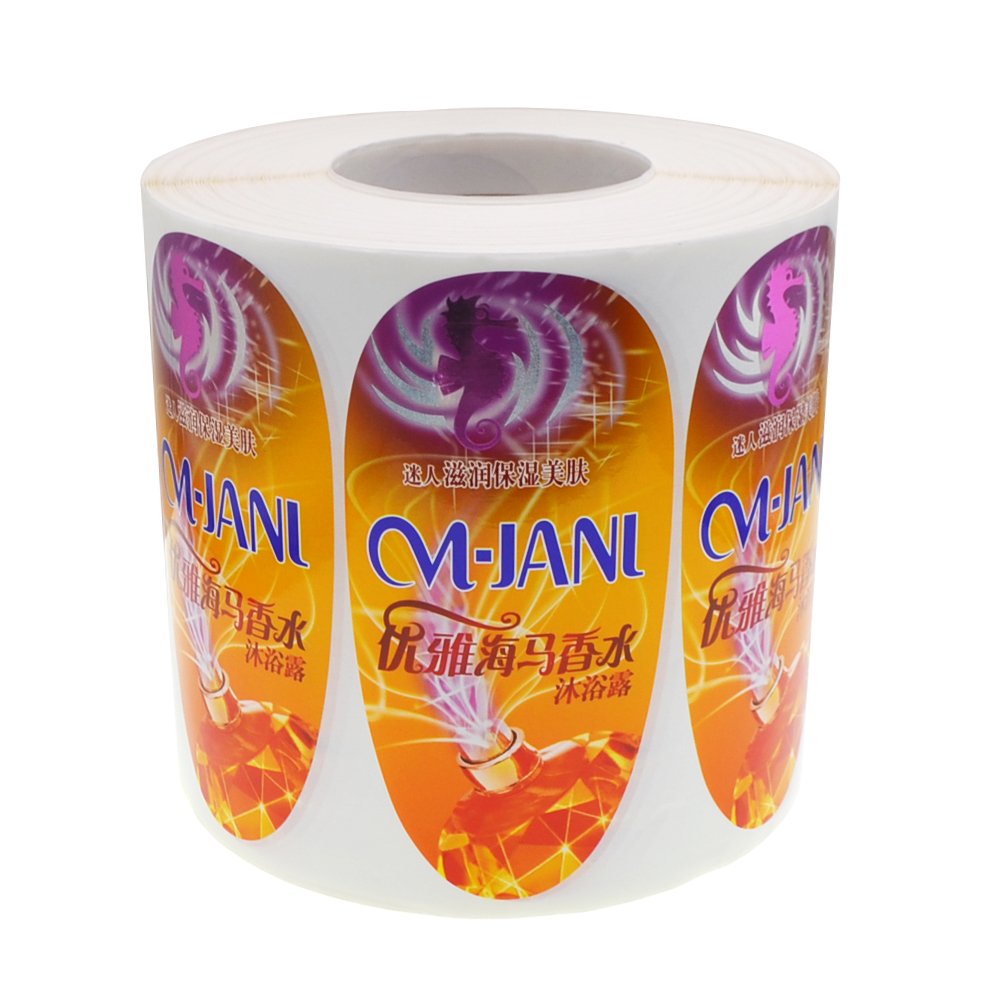 Custom printing logo waterproof pearlized film for body lotion shampoo shower gel packing plastic bottle label sticker