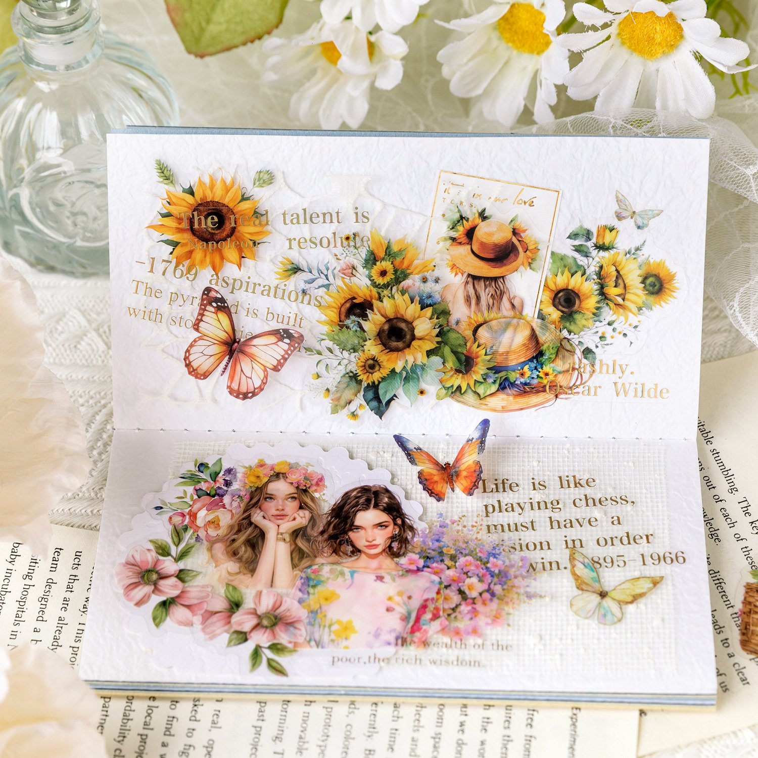 40pcs/pack PET sticker pack Scent of a Woman Series Flower Girl Handbook Decoration Material