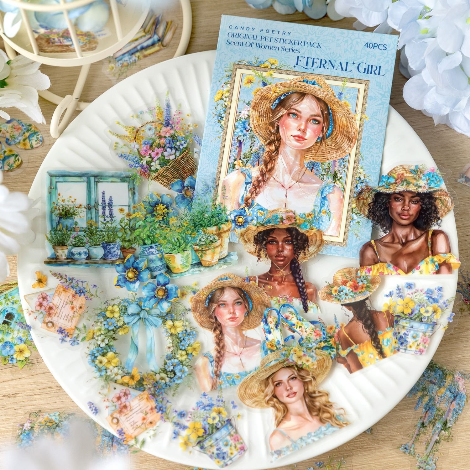 40pcs/pack PET sticker pack Scent of a Woman Series Flower Girl Handbook Decoration Material