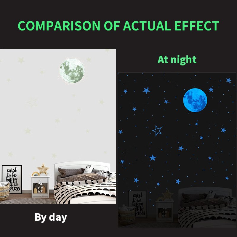 New Product Kids Bedroom Fluorescent Stars Glow Wall Stickers Stars Luminous Glow Sticker Color