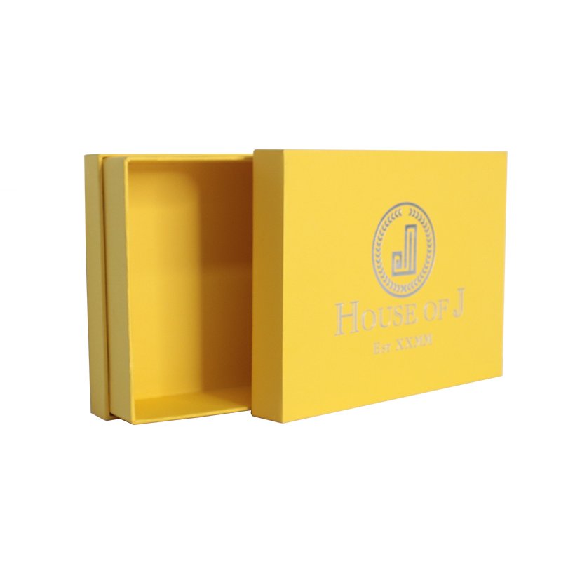 Custom Logo Yellow Rigid Cardboard Cosmetic Packaging Paper Removable Lid Gift Box With Neck