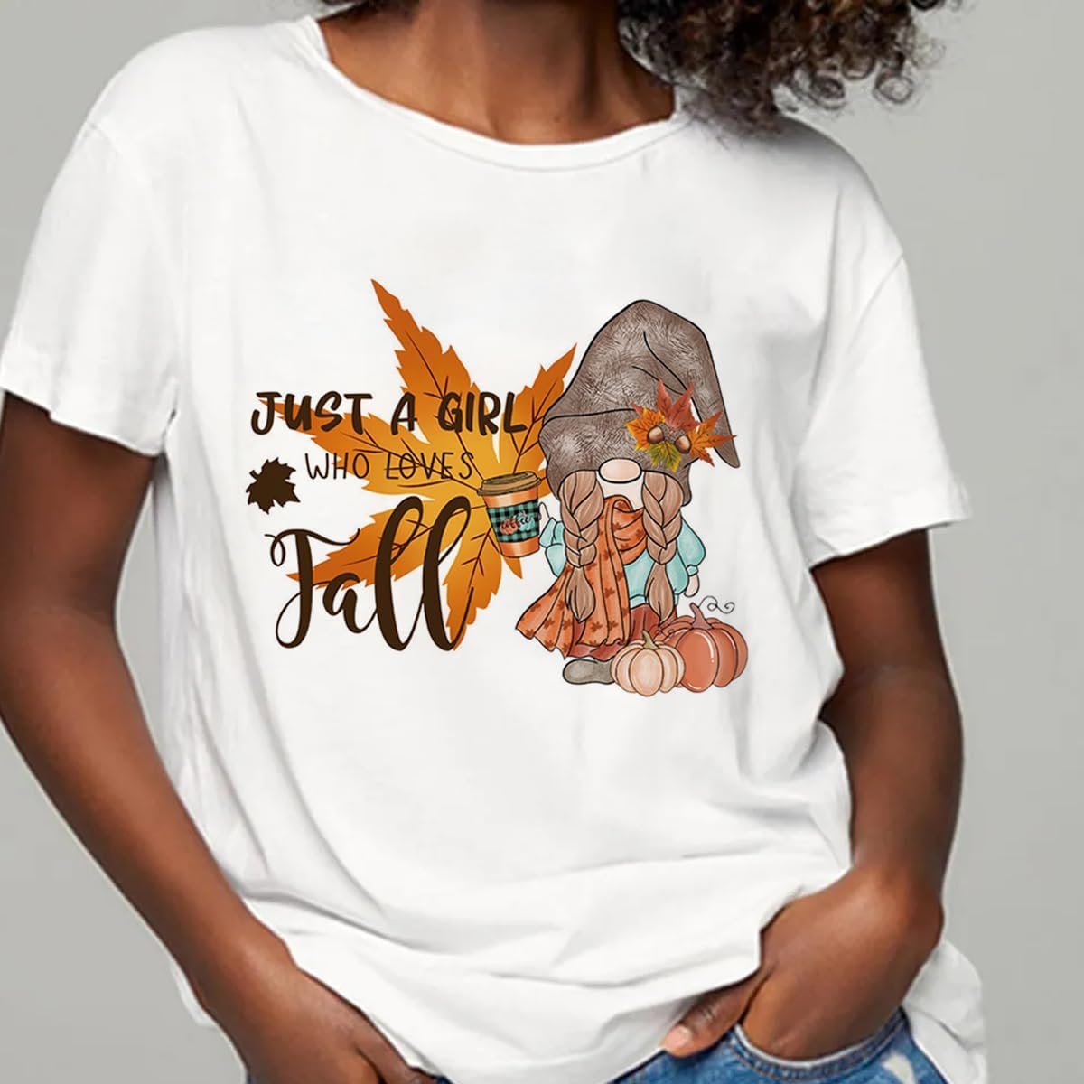 Fall Iron On Transfers Decals for Thanksgiving Day Autumn Gnome Maple Leaf Design Heat Transfer Stickers for T-Shirt Clothing