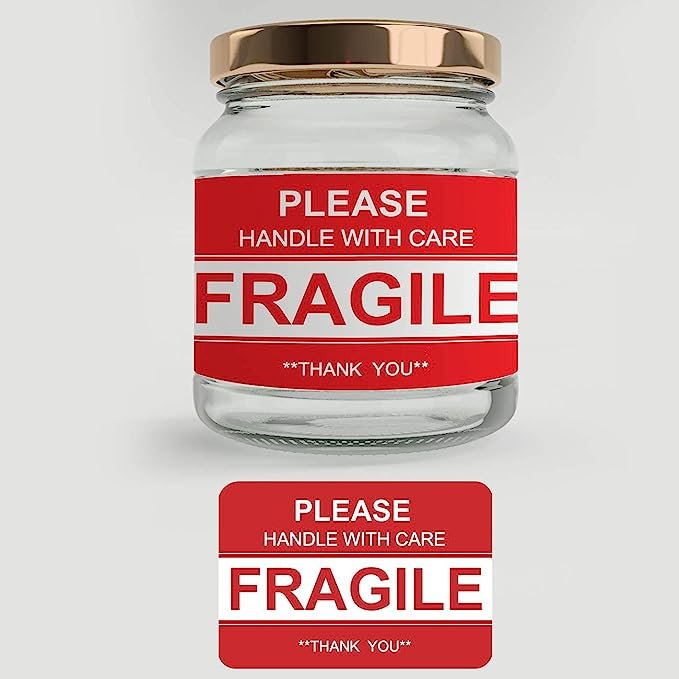 2" x 3" Fragile Stickers for Shipping and Moving "Please Handle with Care Fragile Thank You" Do Not Drop, Warning Stick